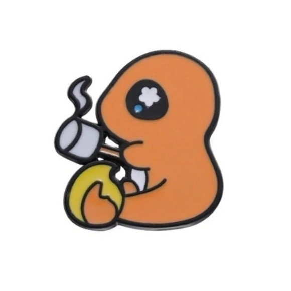 Kawaii Charmander Roasting Marshmallow Pokémon Enamel Pin - Irresistibly Cute - Picture 3 of 3